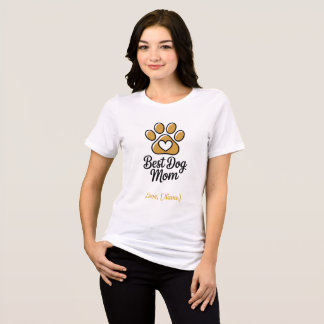 En Tri-matière Personalized Best Dog Mom Paw Print T-Shirt