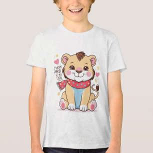 En Tri-matière Sad Lion Cub - Soft Pastel Pleurant T-Shirt Lion