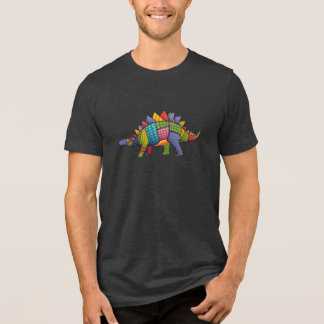 En Tri-matière Sewn Scales: Patchwork Stegosaurus Unisex T-Shirt