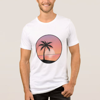 En Tri-matière Sunset Beach Badge – Minimalist Hand-Drawn T-Shirt