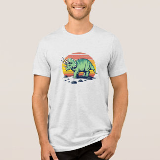 En Tri-matière Sunset Safari : T-Shirt Rétro Triceratops