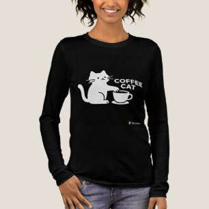 En Tri-matière T-Shirt à manches longues Chat Café Mignon Caféine