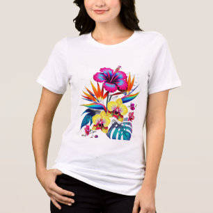 En Tri-matière T-Shirt à motif botanique vintage sur tout le vête
