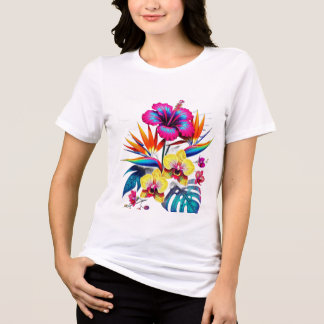 En Tri-matière T-Shirt à motif botanique vintage sur tout le vête