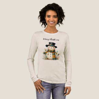 En Tri-matière T-shirt à motif de bonhomme de neige pour les fête