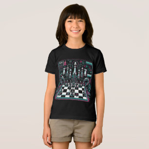 En Tri-matière T-shirt à motif d'échecs néon lumineux