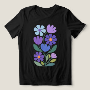 En Tri-matière T-Shirt à motif floral abstrait pour femmes Indigo