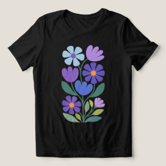 En Tri-matière T-Shirt à motif floral abstrait pour femmes Indigo