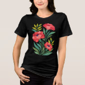 En Tri-matière T-shirt abstrait fleuri pour femmes Ruby Garden (Recto)