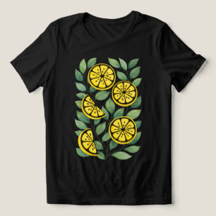 En Tri-matière T-Shirt abstrait pour femmes Citron doré