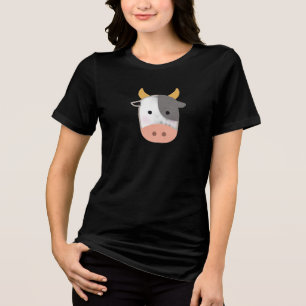 En Tri-matière T-shirt au visage de vache mignon – Tee-shirt grap