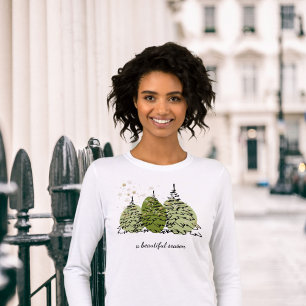 En Tri-matière T-Shirt aux arbres d'hiver à effet doré élégant
