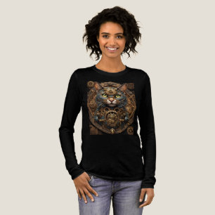 En Tri-matière T-shirt avec chat steampunk bleu art IA