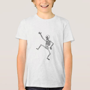 En Tri-matière T-shirt avec dessin au trait de squelette dansant