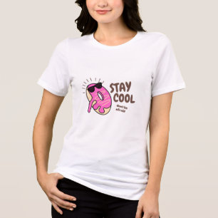 En Tri-matière T-shirt blanc à demi-manches (motif mignon)