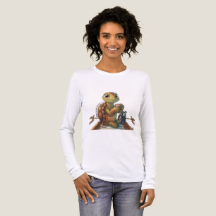 En Tri-matière T-Shirt Blanc à Manches Longues Tortue Mignonne Bu