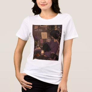 En Tri-matière T-shirt blanc mignon pour filles
