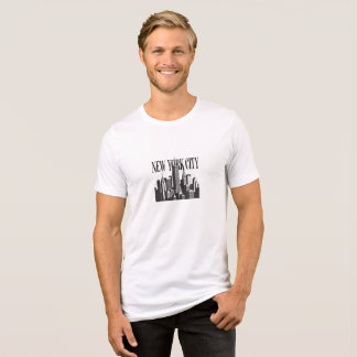 En Tri-matière T-Shirt Blanc Minimaliste Skyline de New York City