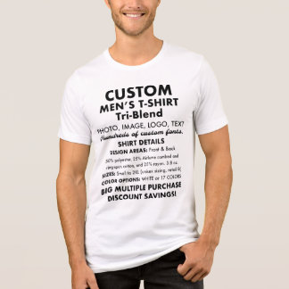 En Tri-matière T-shirt blanc personnalisé pour hommes
