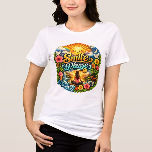 En Tri-matière T-shirt blanc pour femmes (Recto)