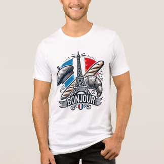 En Tri-matière T-shirt Bonjour France