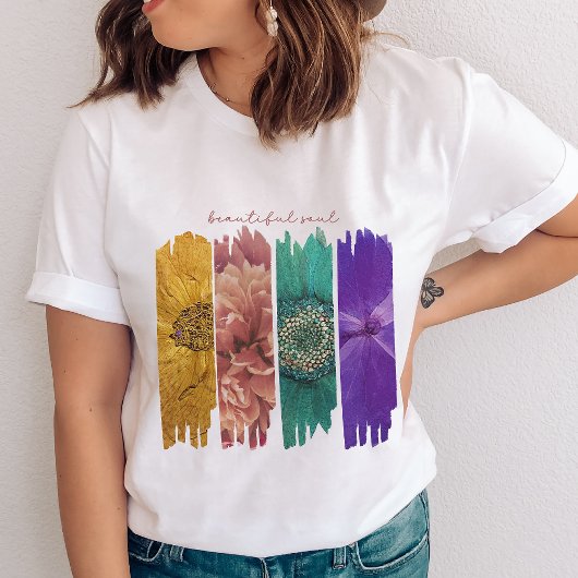 En Tri-matière T-shirt brosses à brosse à fleurs