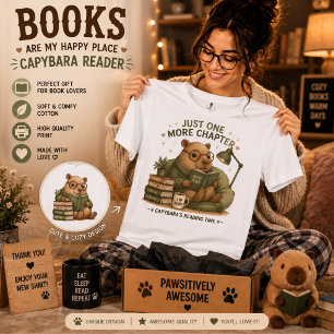En Tri-matière T-shirt Capybara lisant un livre – Juste un chapit