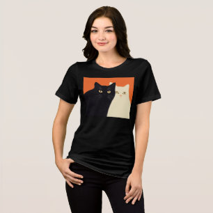 En Tri-matière T-shirt chat noir et blanc
