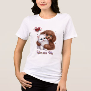 En Tri-matière T-shirt Chien et Chat, Toi et Moi