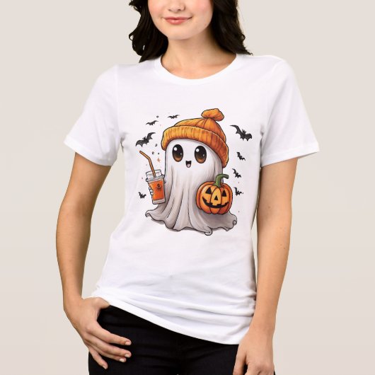 En Tri-matière T-Shirt Citrouille Halloween Ghost - Ado (Recto)