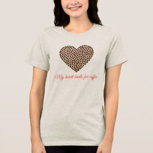 En Tri-matière T-shirt cœur café mignon T-shirt cadeau pour ama
