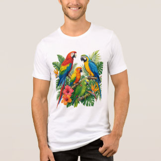 En Tri-matière T-Shirt Coloré Paradis Jungle Perroquet Tropical
