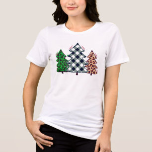 En Tri-matière T-shirt cool Holiday Red Check Christmas Tree