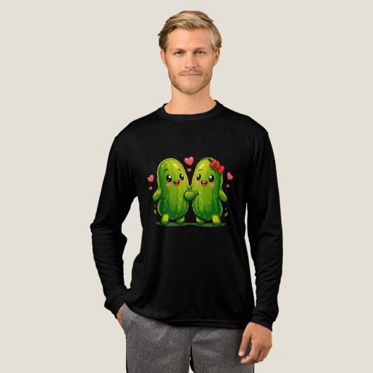 En Tri-matière T-shirt couple de cornichons mignons drôles Kawaii (Recto complet)