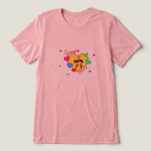 En Tri-matière T-Shirt Couple de Sweethearts Cœur Rose Cartoon -