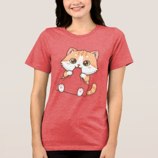 En Tri-matière T-shirt Cute Cat Bite Happens