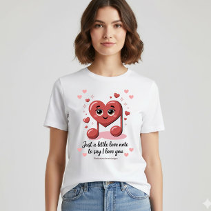En Tri-matière T-shirt Cute Love Note Musique Cœur Je T'aime
