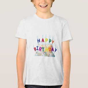 En Tri-matière t-shirt d'anniversaire heureux
