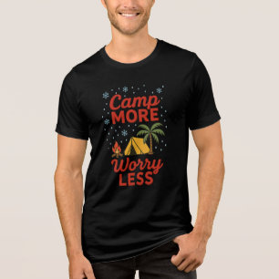 En Tri-matière T-Shirt de randonnée tente feu de camp nature
