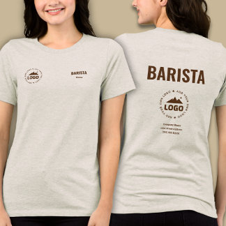 En Tri-matière T-Shirt de travail de barista avec logo et nom per
