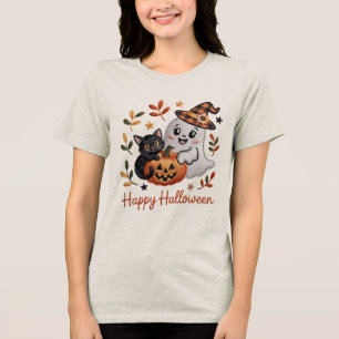 En Tri-matière T-shirt d'Halloween mignon - Broderie Whimsical