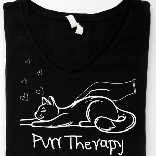 En Tri-matière T-Shirt Doodle Minimaliste pour Amateur de Chat Th