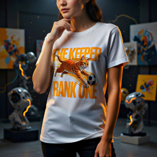 En Tri-matière T-shirt drôle de gardien de but de chat de footbal