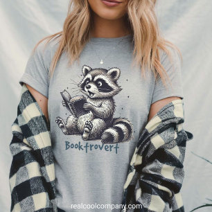 En Tri-matière T-shirt drôle de Raccoon Booktrovert - Les introve