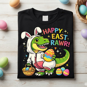 En Tri-matière T-shirt drôle et heureux de Pâques Lapin Dinosaure