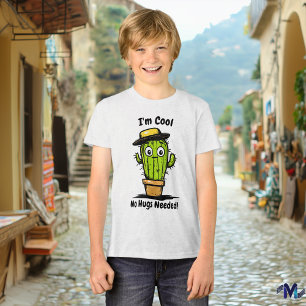 En Tri-matière T-shirt drôle pour enfants Cactus – Pas de câlins 