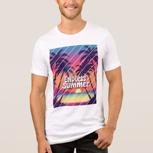 En Tri-matière T-shirt Endless Summer plage de style rétro (Recto)
