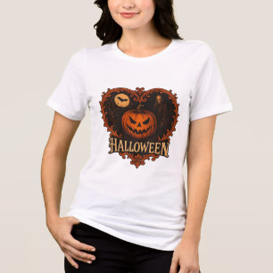 En Tri-matière T-shirt femme citrouille Halloween vintage & Fauch