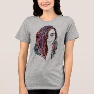 En Tri-matière T-shirt femme mignonne avec une photo