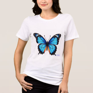 En Tri-matière T-shirt femme papillon bleu
